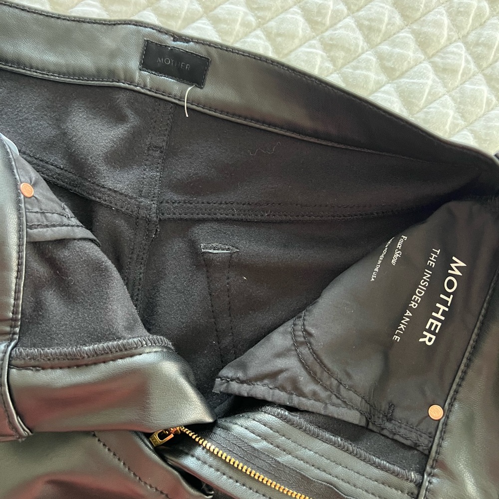 Mother faux leather cropped denim